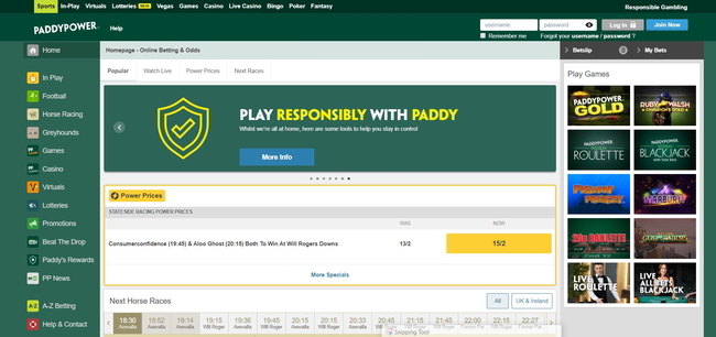 Paddy Power Website