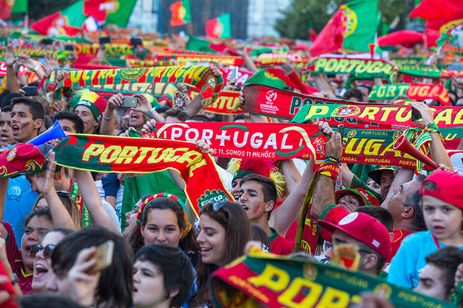 Portugal Fans Waving Scarves