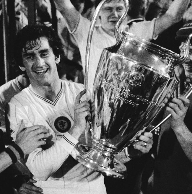 Captain Dennis Mortimer with the European Cup in 1982