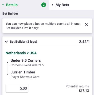 Cards & corners bets